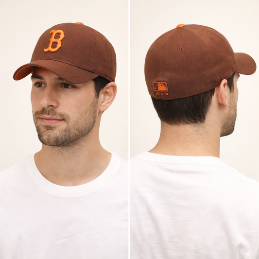 MLB Boston Red Sox "B" Logo Fitted Thrifted Cap – Brown & Orange