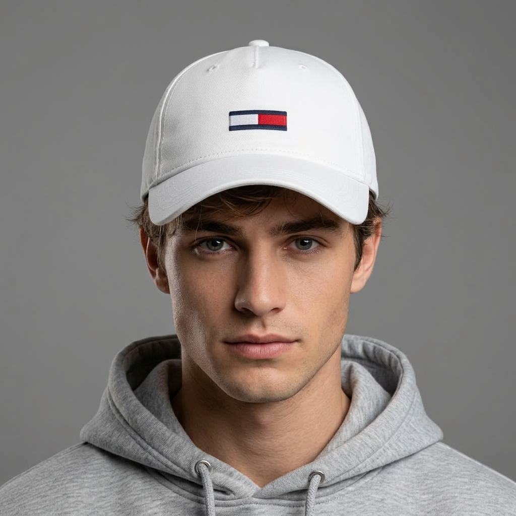 Thrifted Tommy Hilfiger White Minimalist Logo Dad Hat | 11025