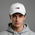 Thrifted Tommy Hilfiger White Minimalist Logo Dad Hat | 11025