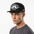 Vintage Whisker Stain Mustache Snapback Thrifted Hat - Black with Paisley Under-Brim