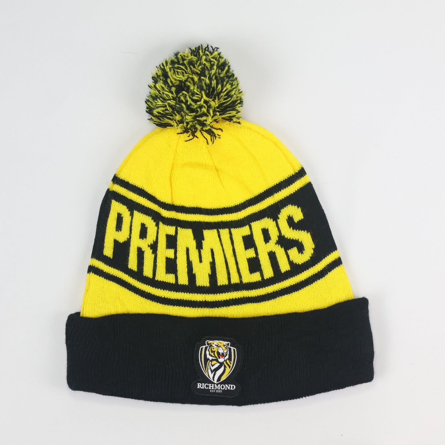 Richmond Tigers AFL Premiers Thrifted Pom Beanie | Adult Winter Knit Cap