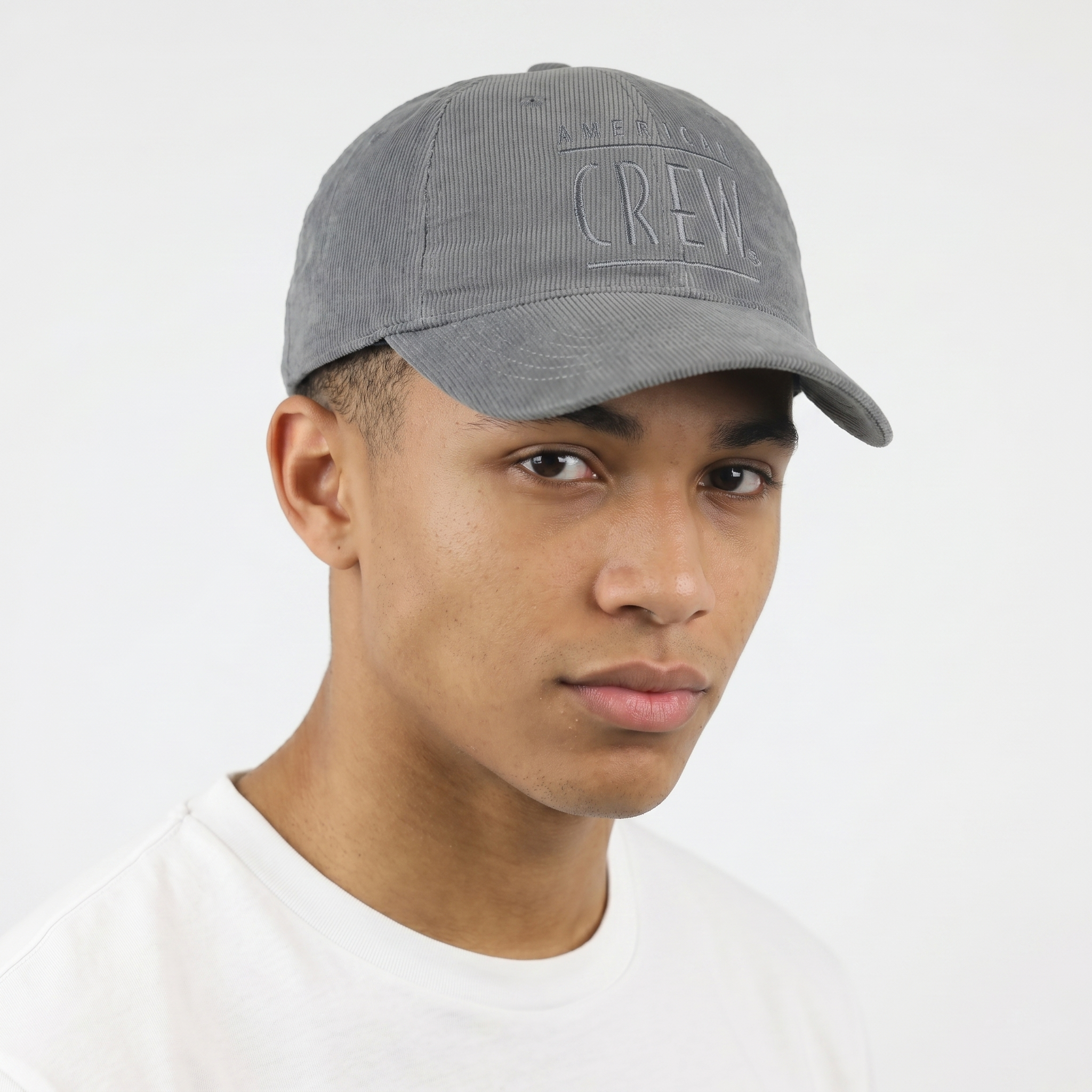 Retro American Crew Grey Corduroy Thrifted Hat