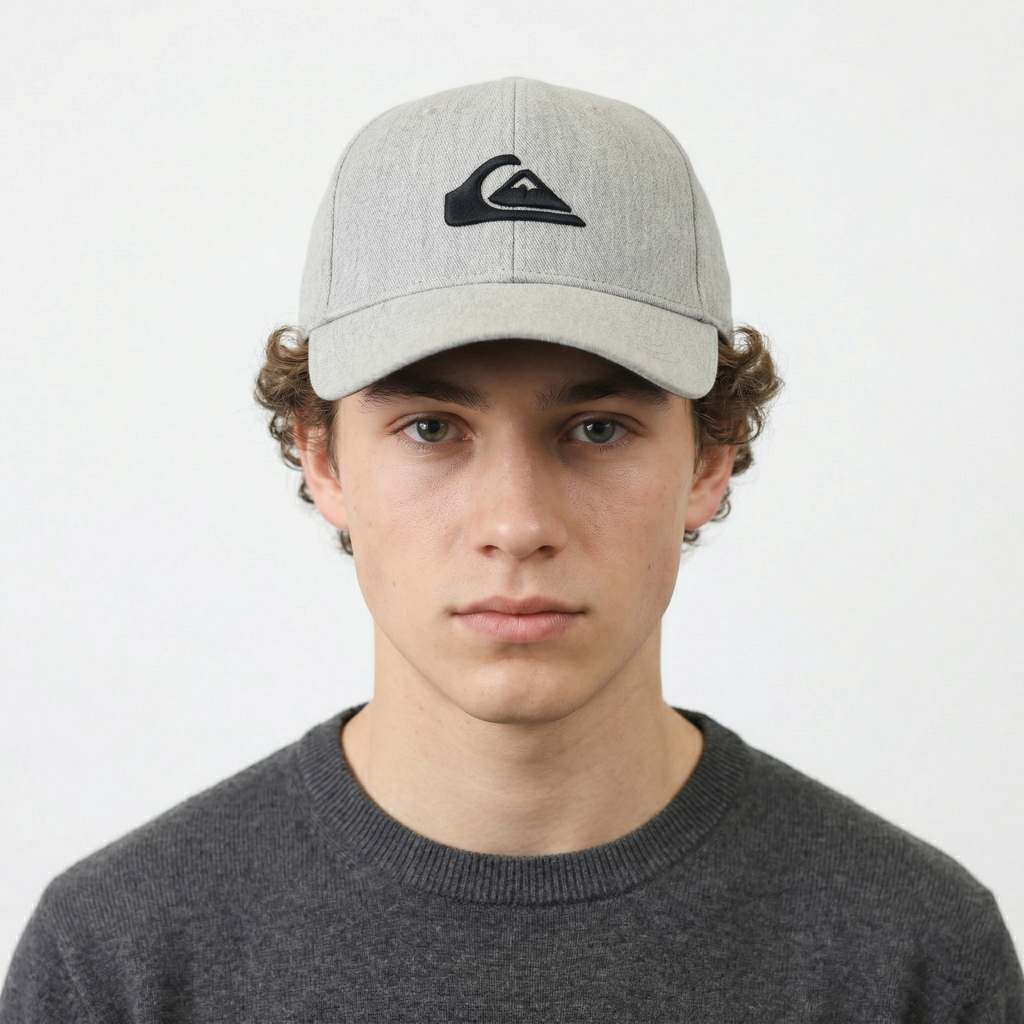 Vintage Quiksilver Embroidered Logo Thrifted Cap - Heather Grey Snapback Hat