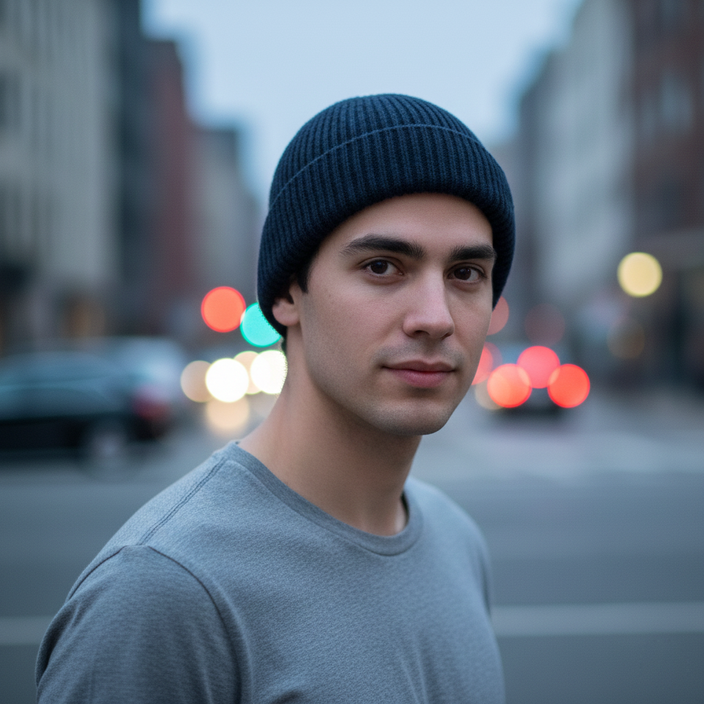 Essential Blue Knit Thrifted Cap - Stretchy & Comfortable (Adult)