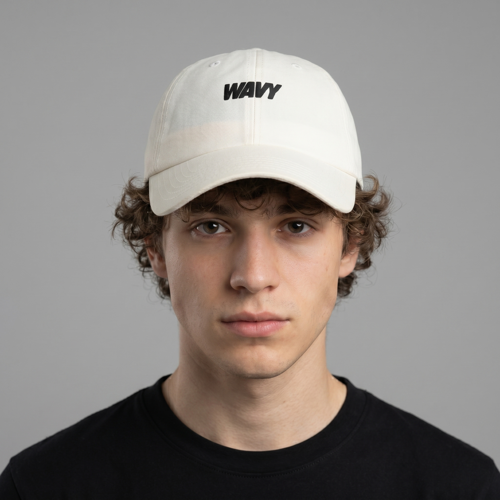 Vintage Style OTTO WAVY Baseball Cap - Cream Minimalist Streetwear Hat