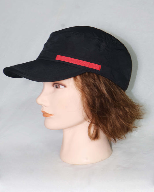 Black Nylon Baseball Cap – Red Accent | McDonald’s Staff Hat by Joseph Dahdah | Unisex | Adjustable Fit