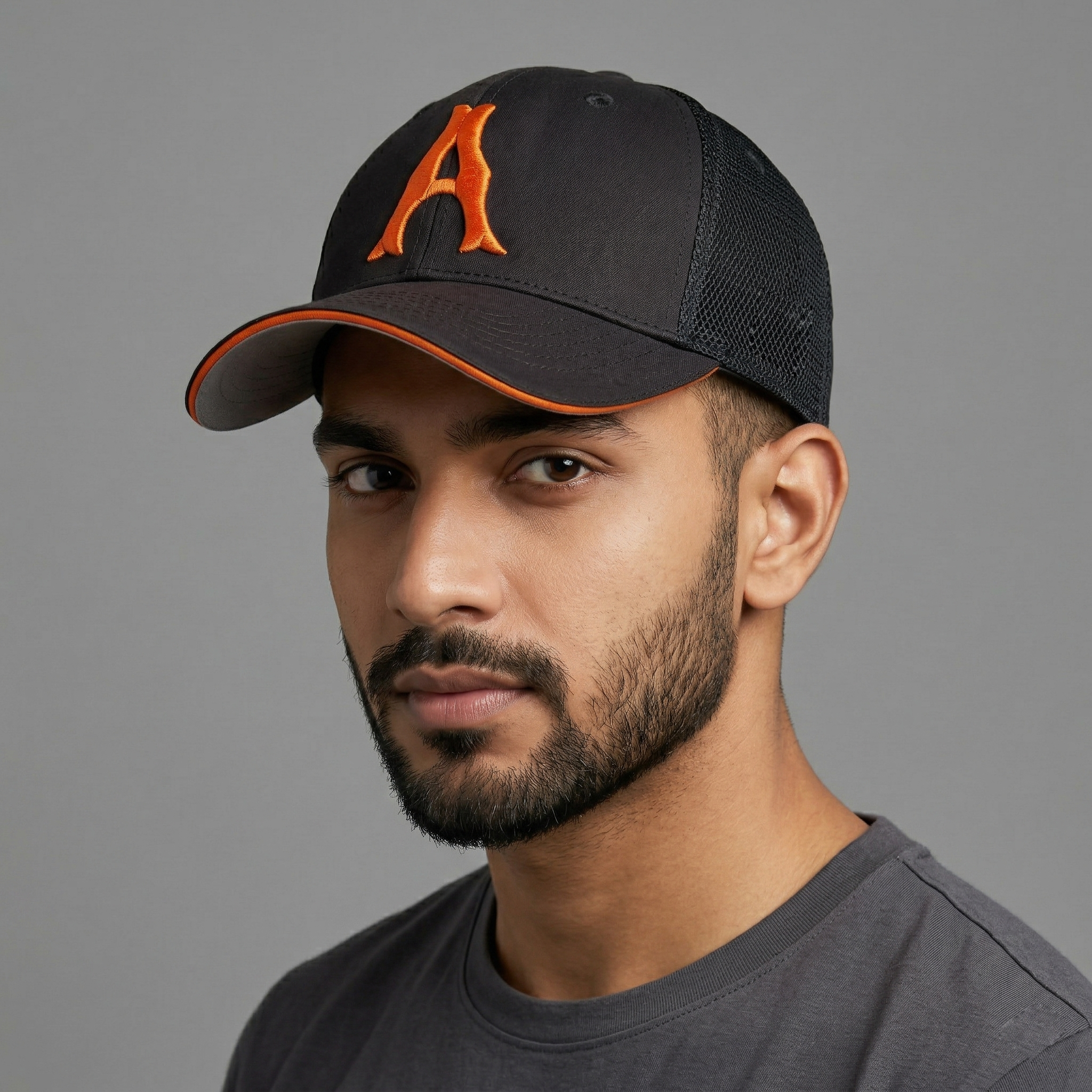 Orange Letter "A" Varsity Style Mesh Back Hat – Thrifted Black