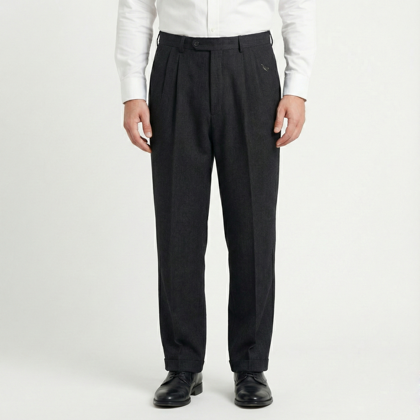 Crocodile Men’s Black Formal Trouser – Waist 32 | Length 40 | Cuff 18 | Premium Textured Fabric