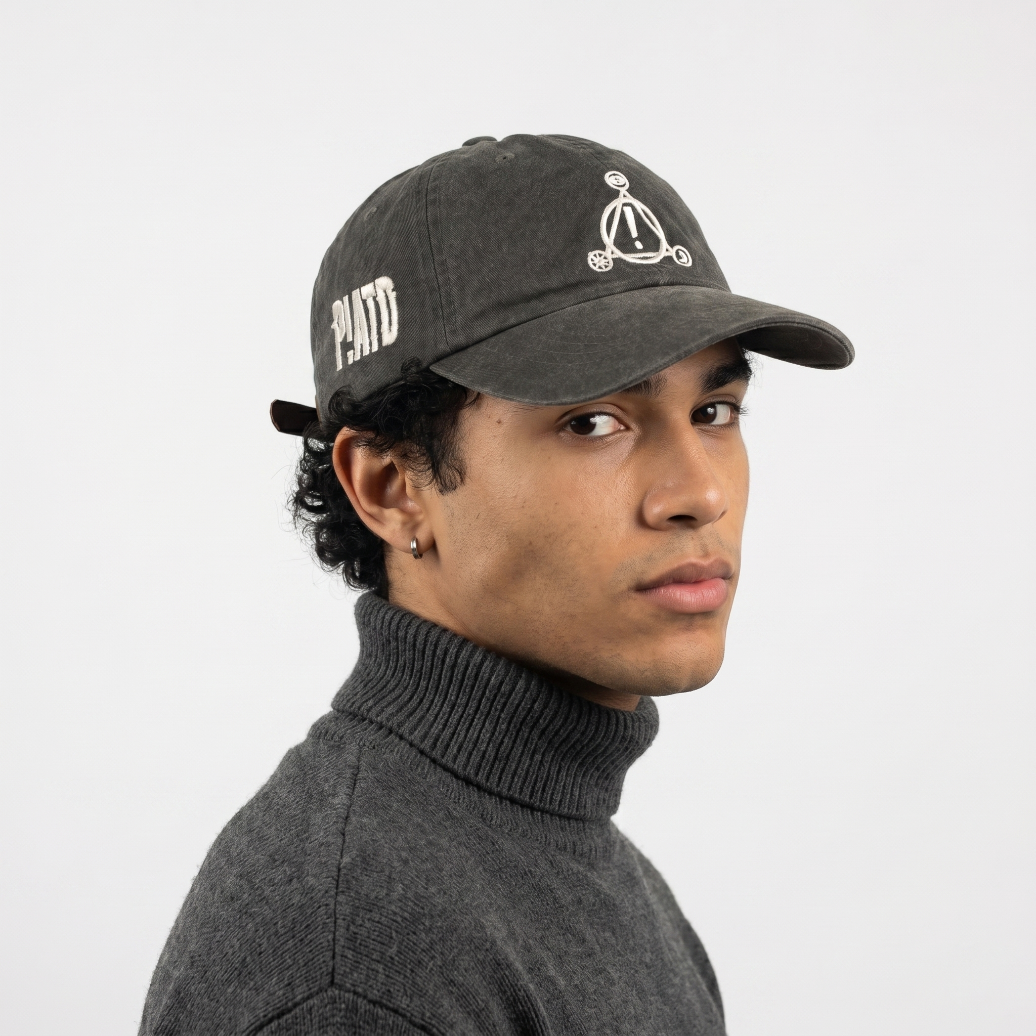Thrifted P!ATD Embroidered Band Logo Gray Strapback Cap