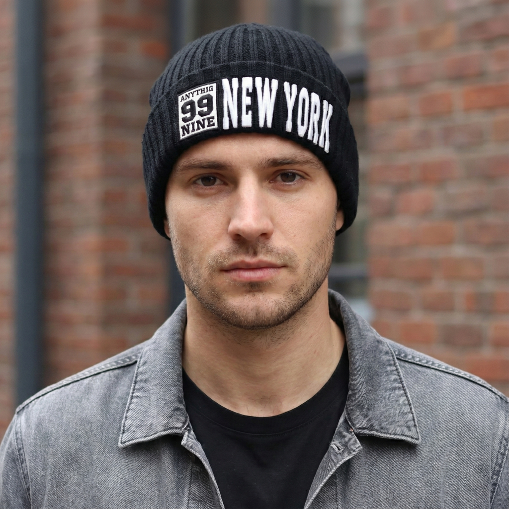 Official New York Yankees Knit Thrifted Beanie - Classic Black Adult Winter Hat