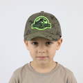 Thrifted Jurassic World Kids Cap | Olive Green All-Over Print Hat