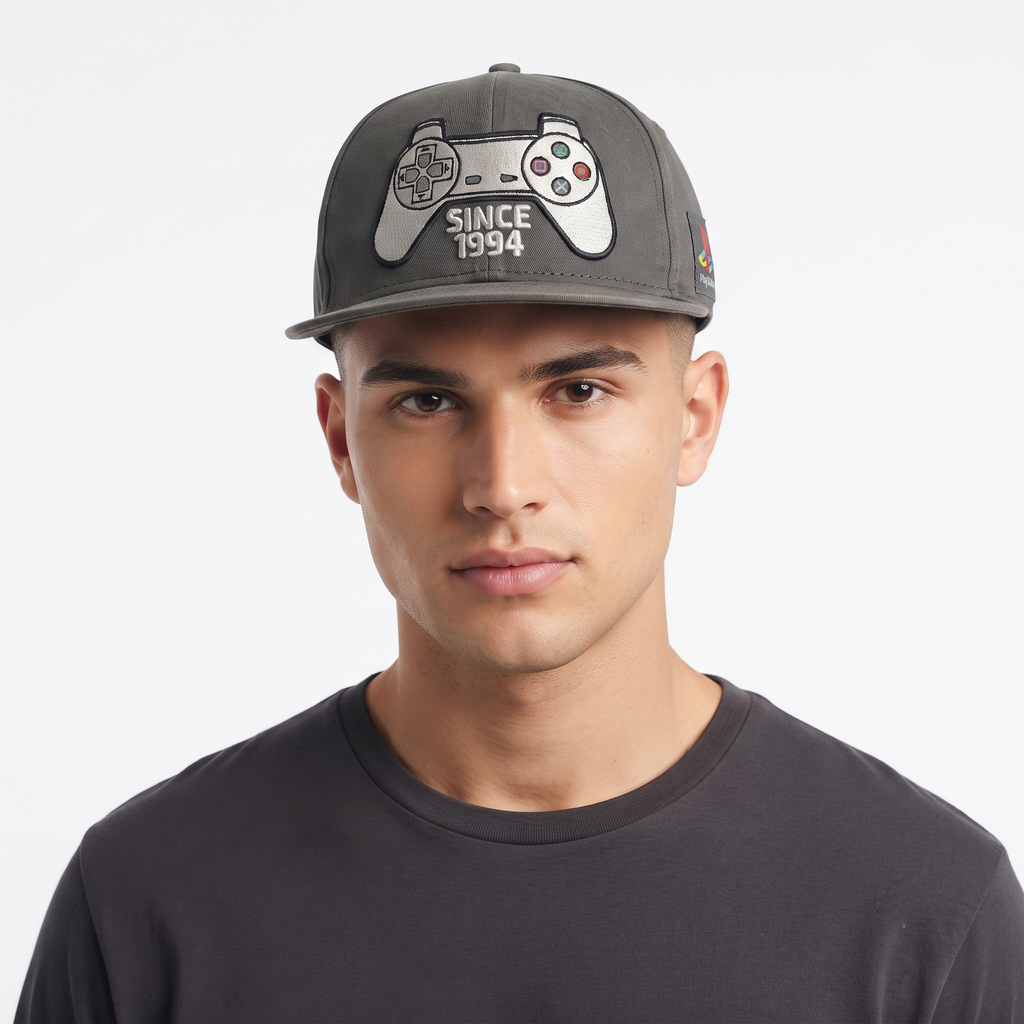 Official PlayStation Since 1994 Snapback - Thrifted Grey Retro Gamer Baseball Hat