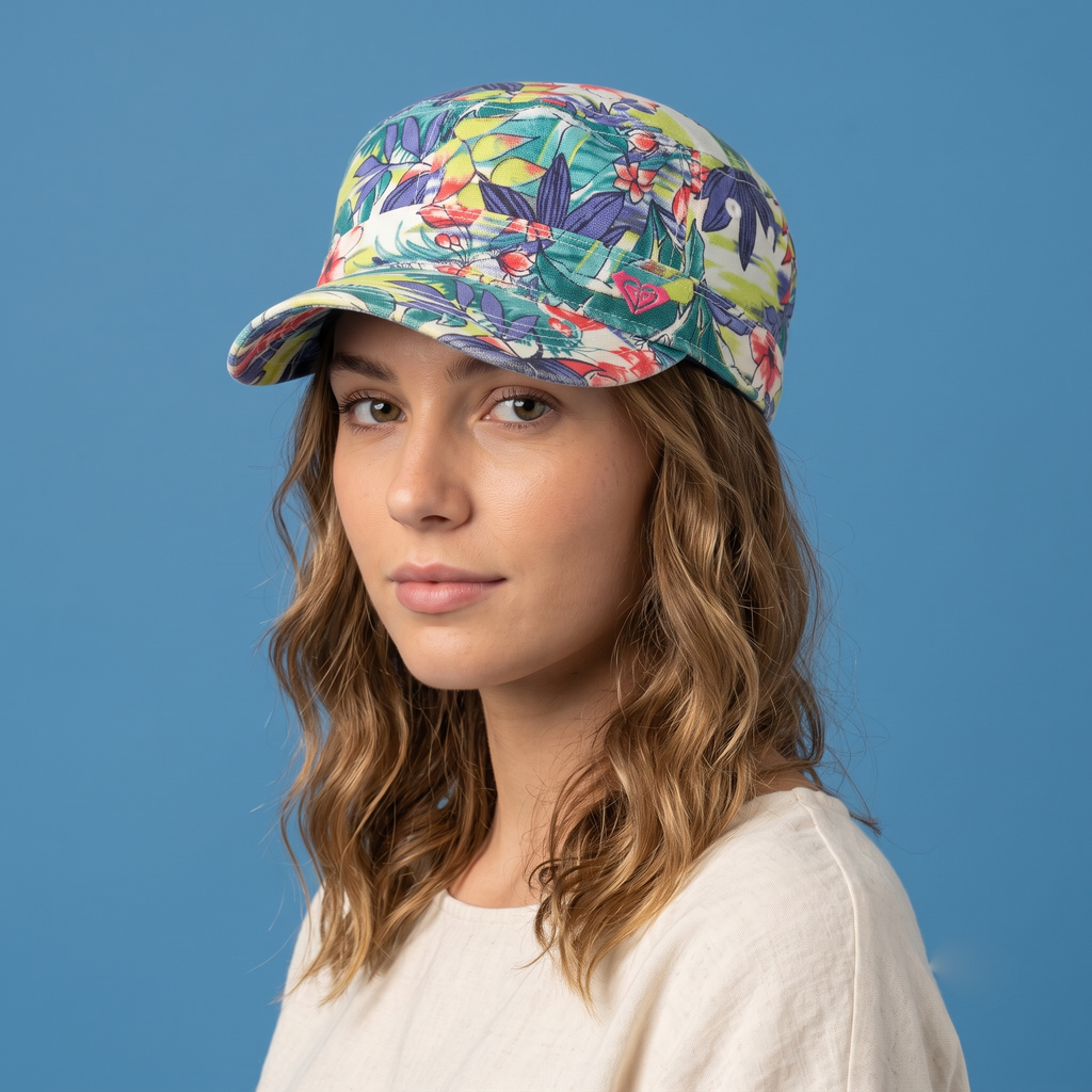 Thrifted Roxy Girl Tropical Pattern Flat Top Cap | 10312