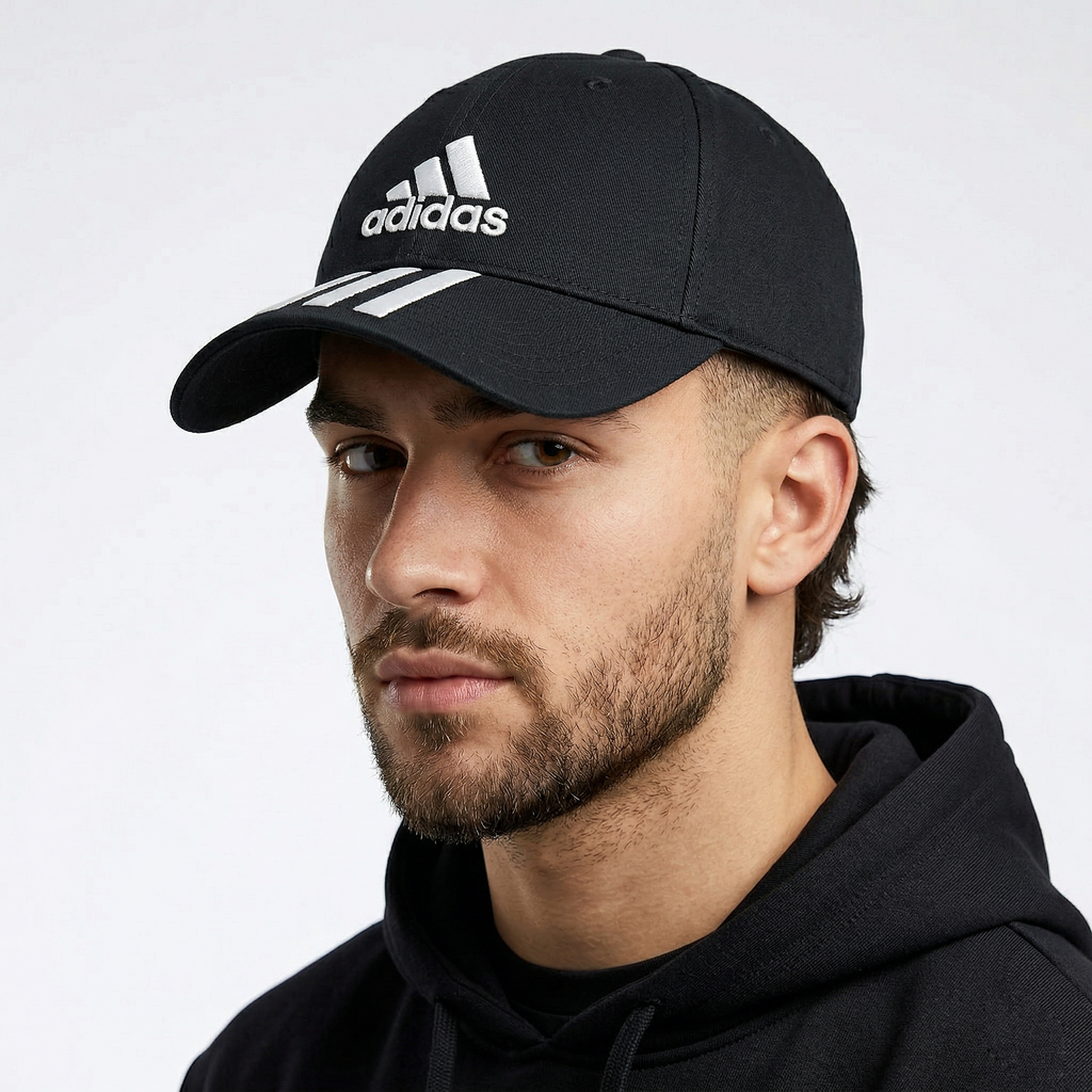 Authentic Adidas 3-Stripe Embroidered Black Thrifted Baseball Cap