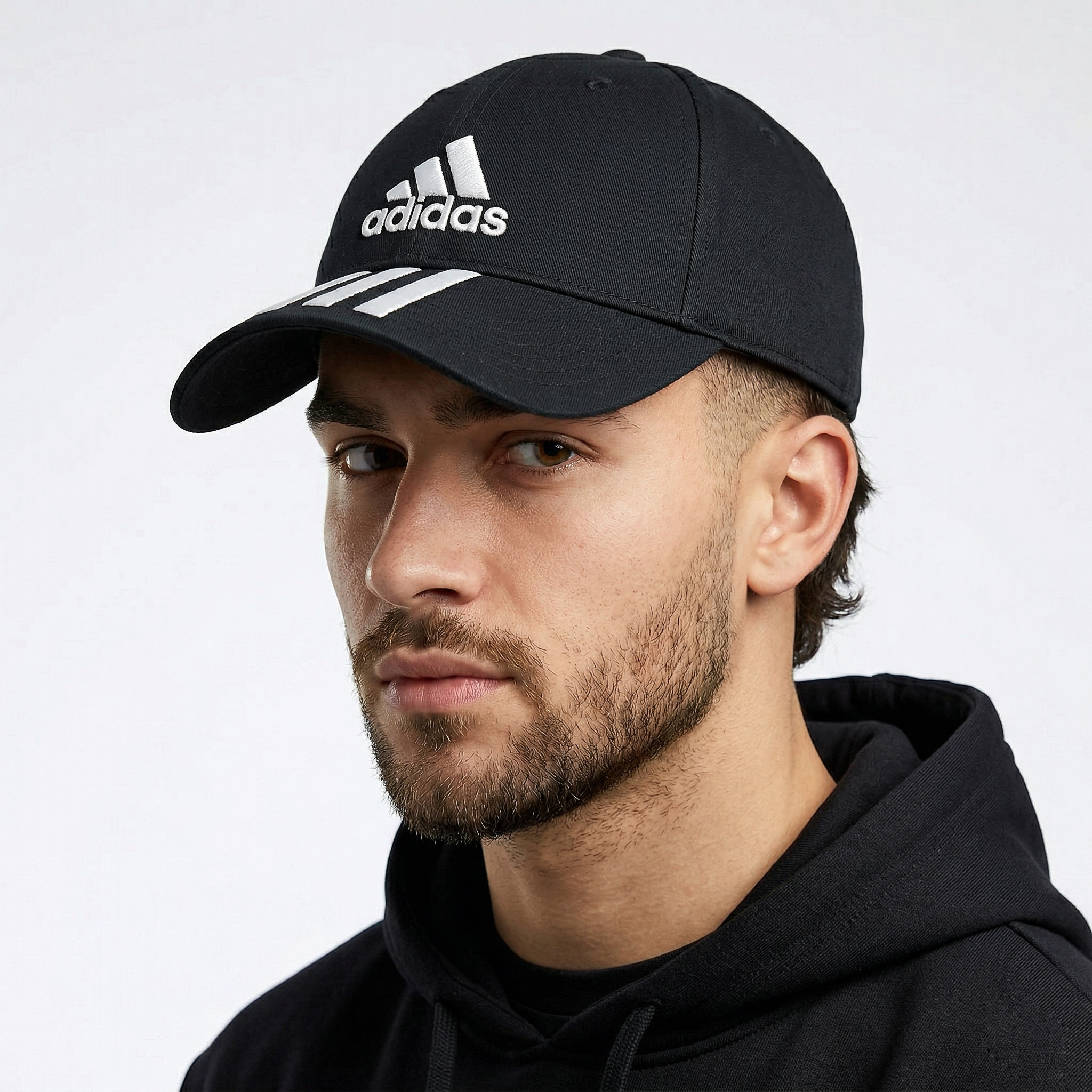 Authentic Adidas 3-Stripe Embroidered Black Thrifted Baseball Cap