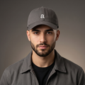 Minimalist "a" Embroidered Charcoal Grey Baseball Thrifted Cap