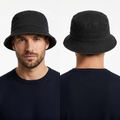 Vintage White Sands Washed Black Bucket Thrifted Hat - Cotton Canvas Streetwear Cap