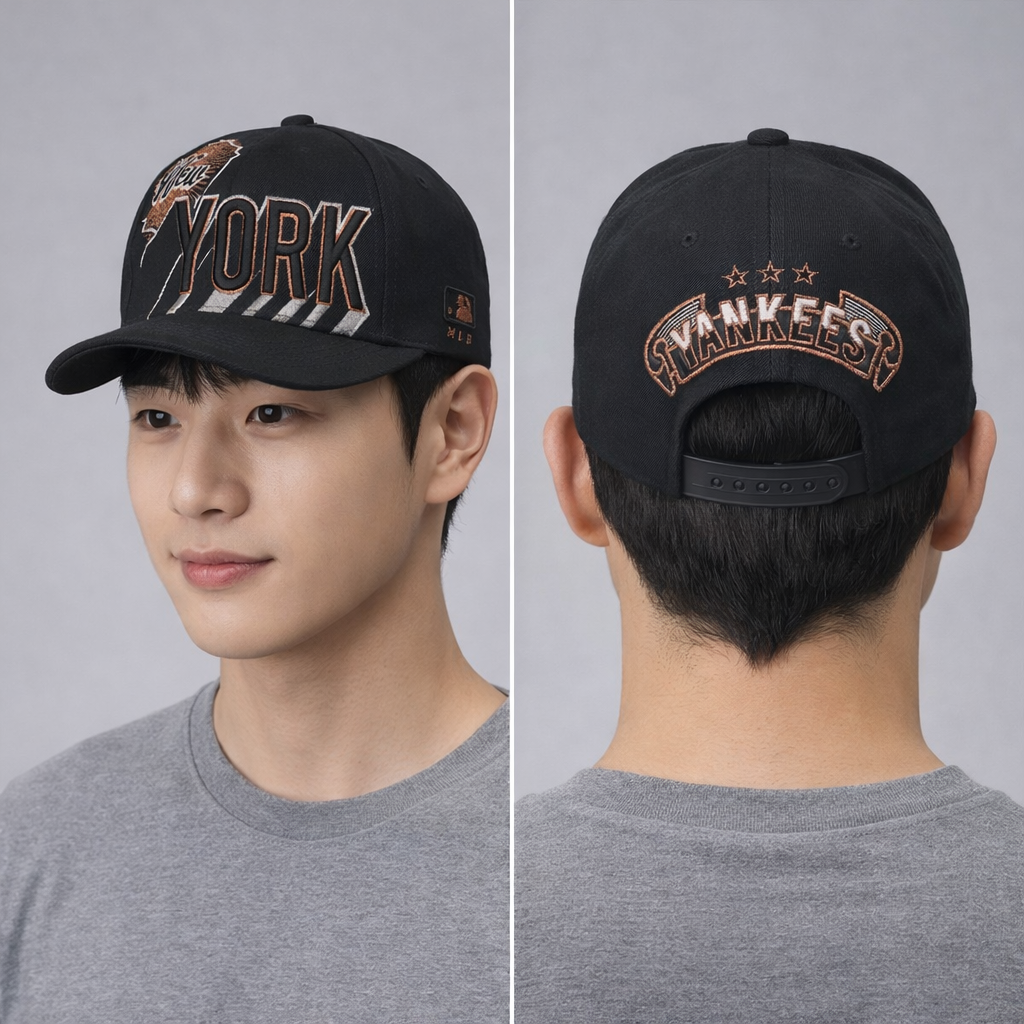 Vintage New York Yankees Thrifted Snapback - Black & Bronze Custom Embroidery