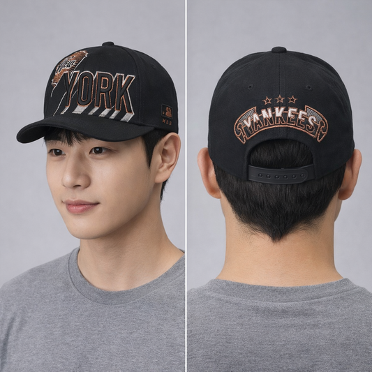 Vintage New York Yankees Thrifted Snapback - Black & Bronze Custom Embroidery