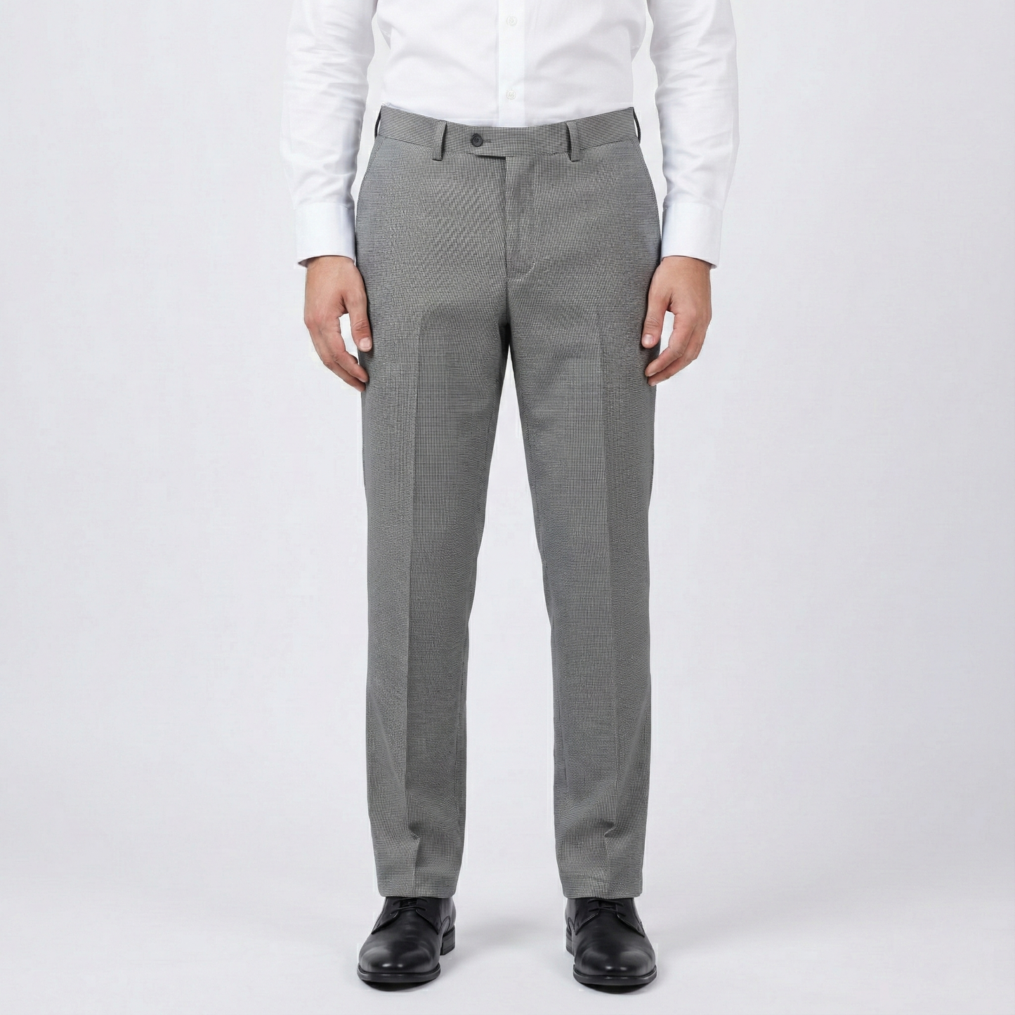 Men’s Grey Micro-Check Formal Trousers – Waist 32 | Length 41 | Classic Office Wear Pants (L Size)