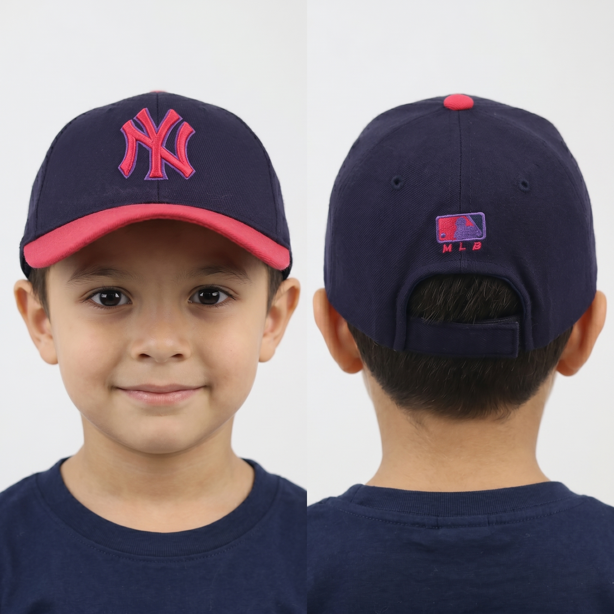 Thrifted MLB Yankees Embroidered Navy Blue and Pink Kids/Small Cap