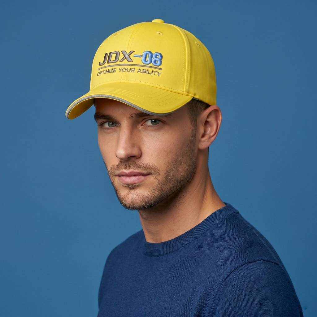 Vibrant Yellow JDX-08 Embroidered Sports Hat - Korean Vintage