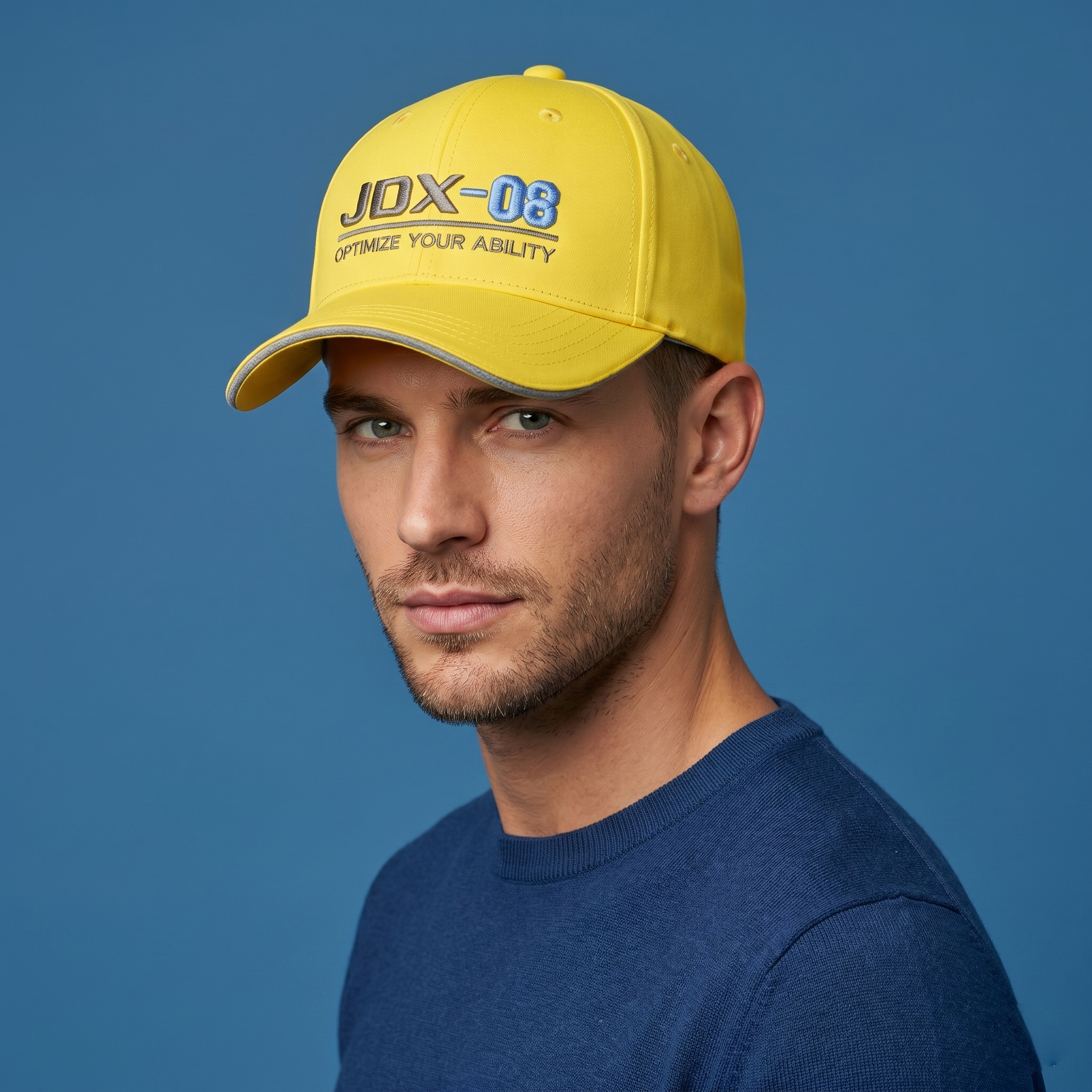 Vibrant Yellow JDX-08 Embroidered Sports Hat - Korean Vintage