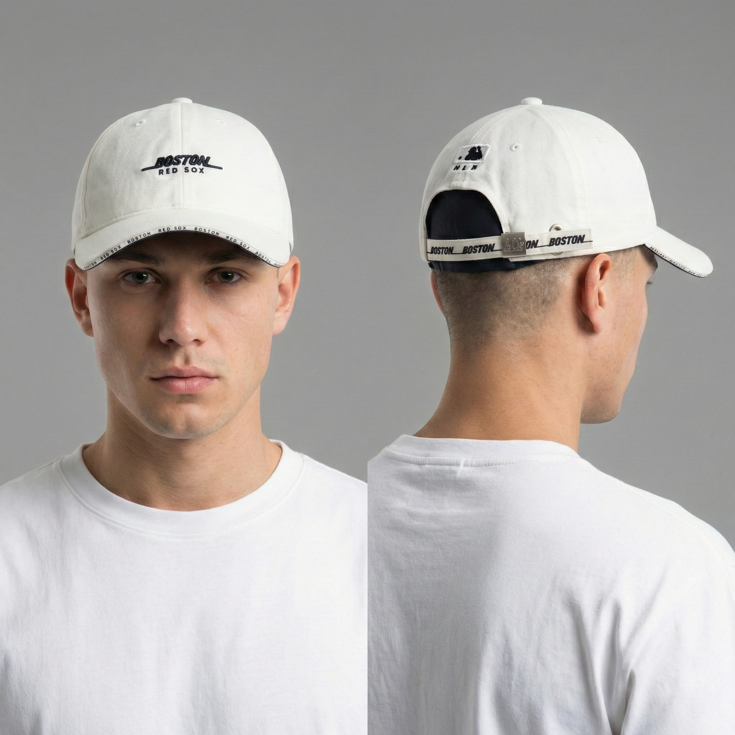 Vintage Boston Red Sox White Clean Up Thrifted Hat - Adjustable MLB Strapback