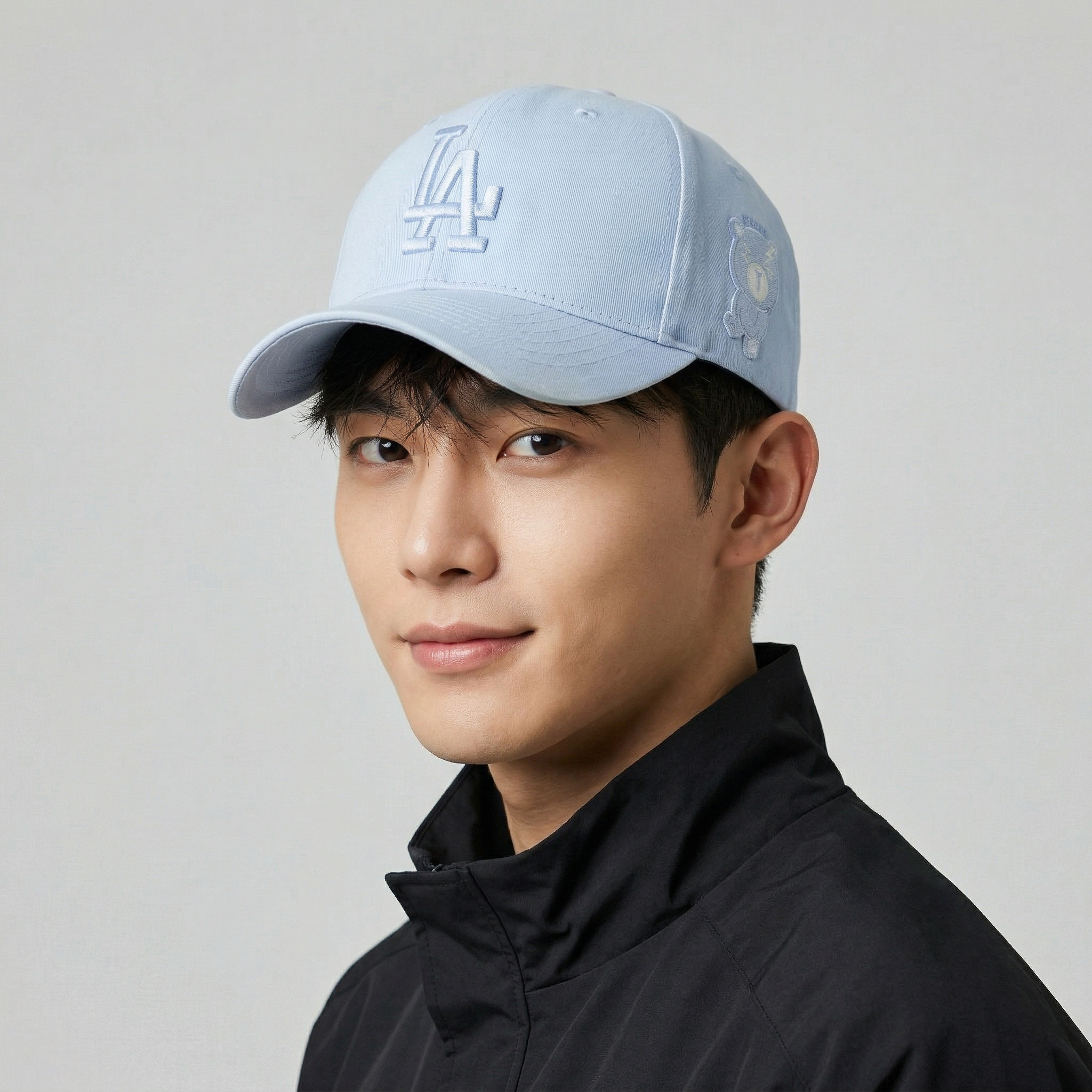 LA Dodgers MLB Pastel Blue Thrifted Baseball Hat - Cute Kawaii Bear Embroidery