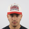 Thrifted Vintage LA Raiders White & Red Snapback Cap - Green Underbrim