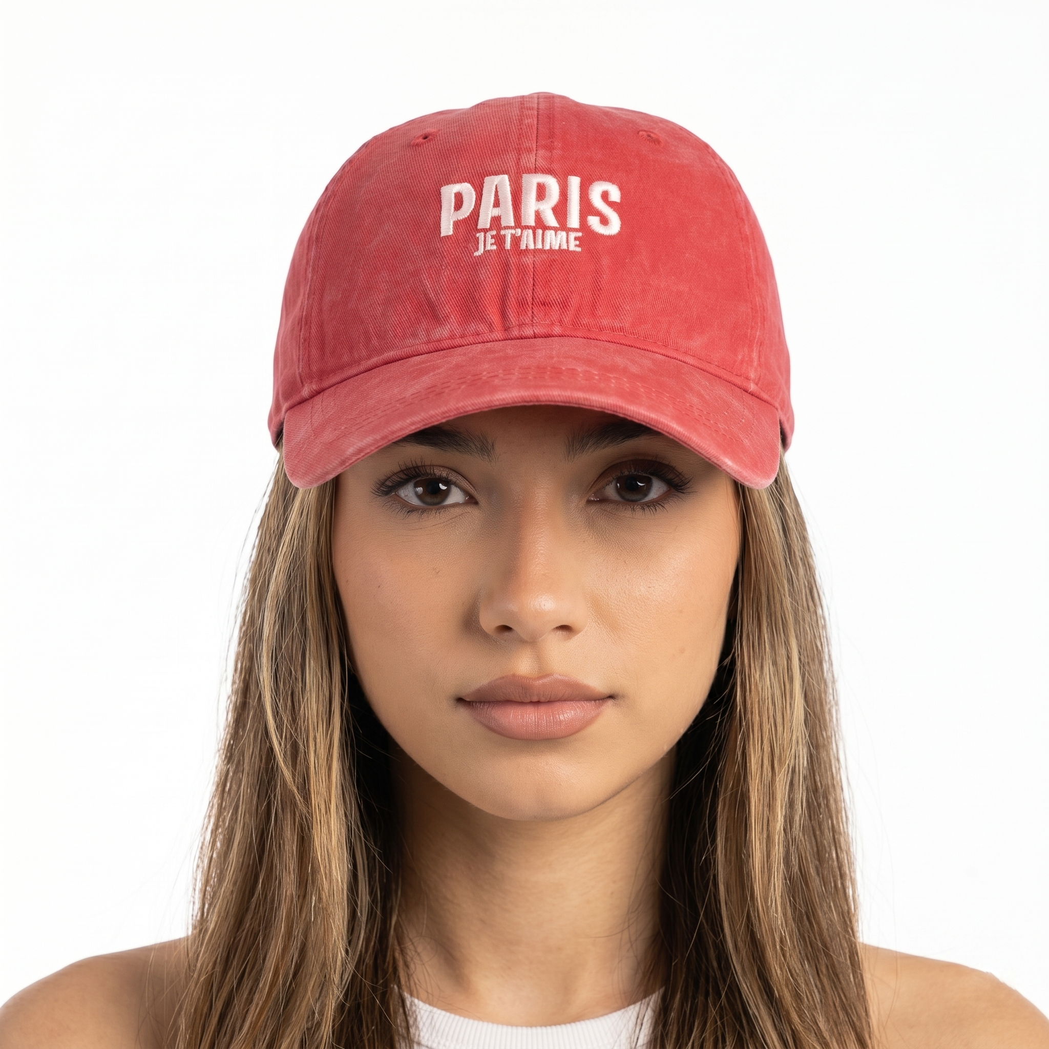 Primark Paris Je T'aime Embroidered Cap | Thrifted Red Sport Hat 56-58cm