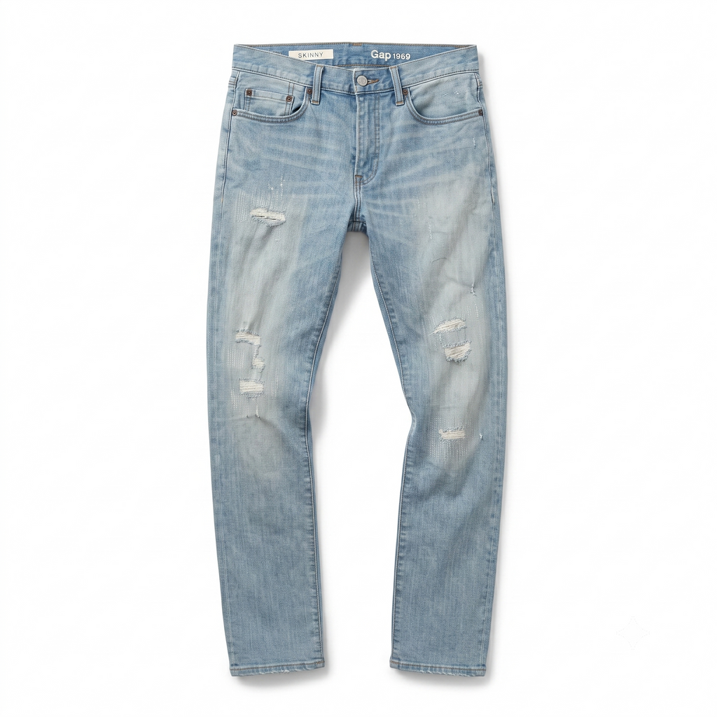 Thrifted Gap 1969 Vintage Wash Distressed Skinny Jeans Waist:30-32/ J1092