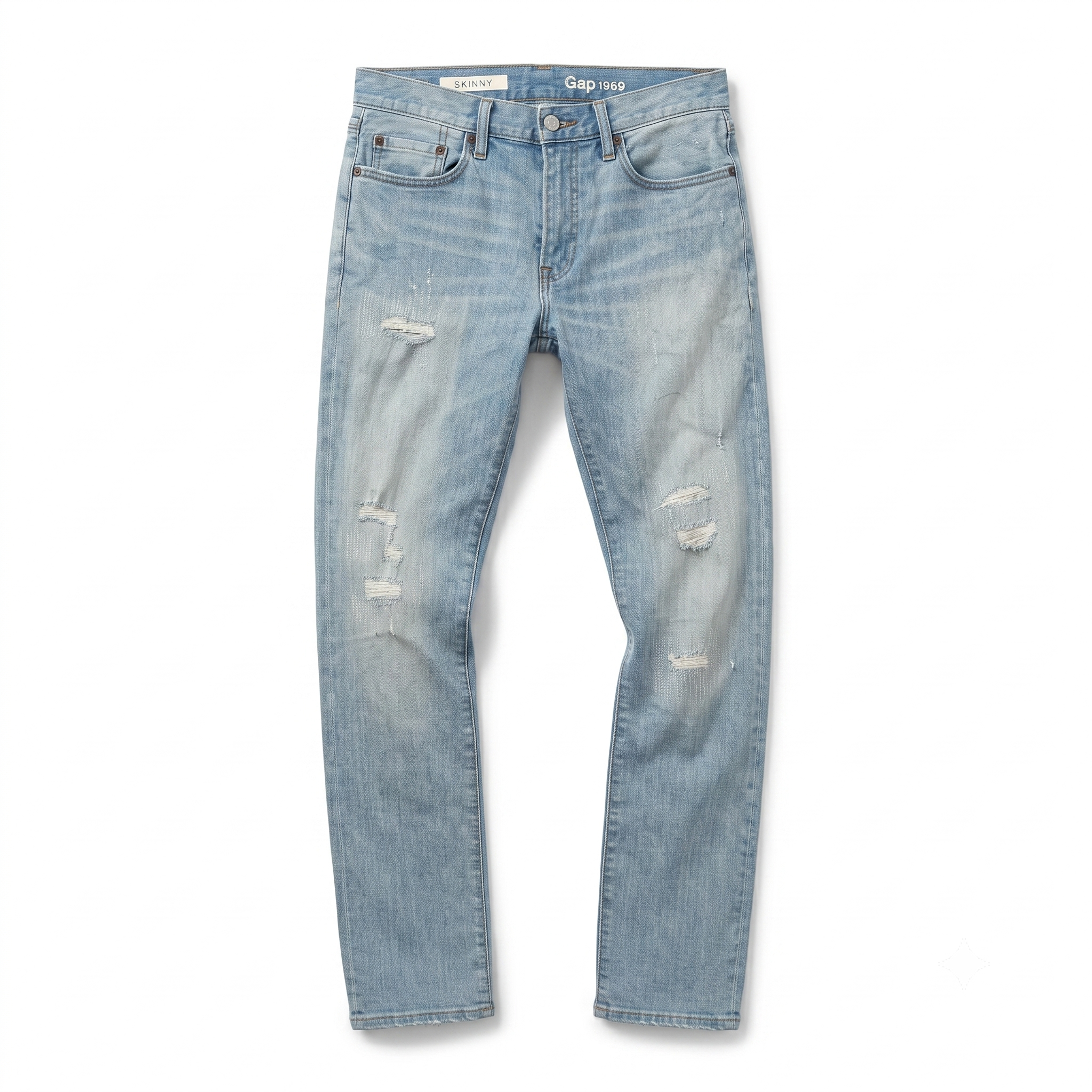 Thrifted Gap 1969 Vintage Wash Distressed Skinny Jeans Waist:30-32/ J1092