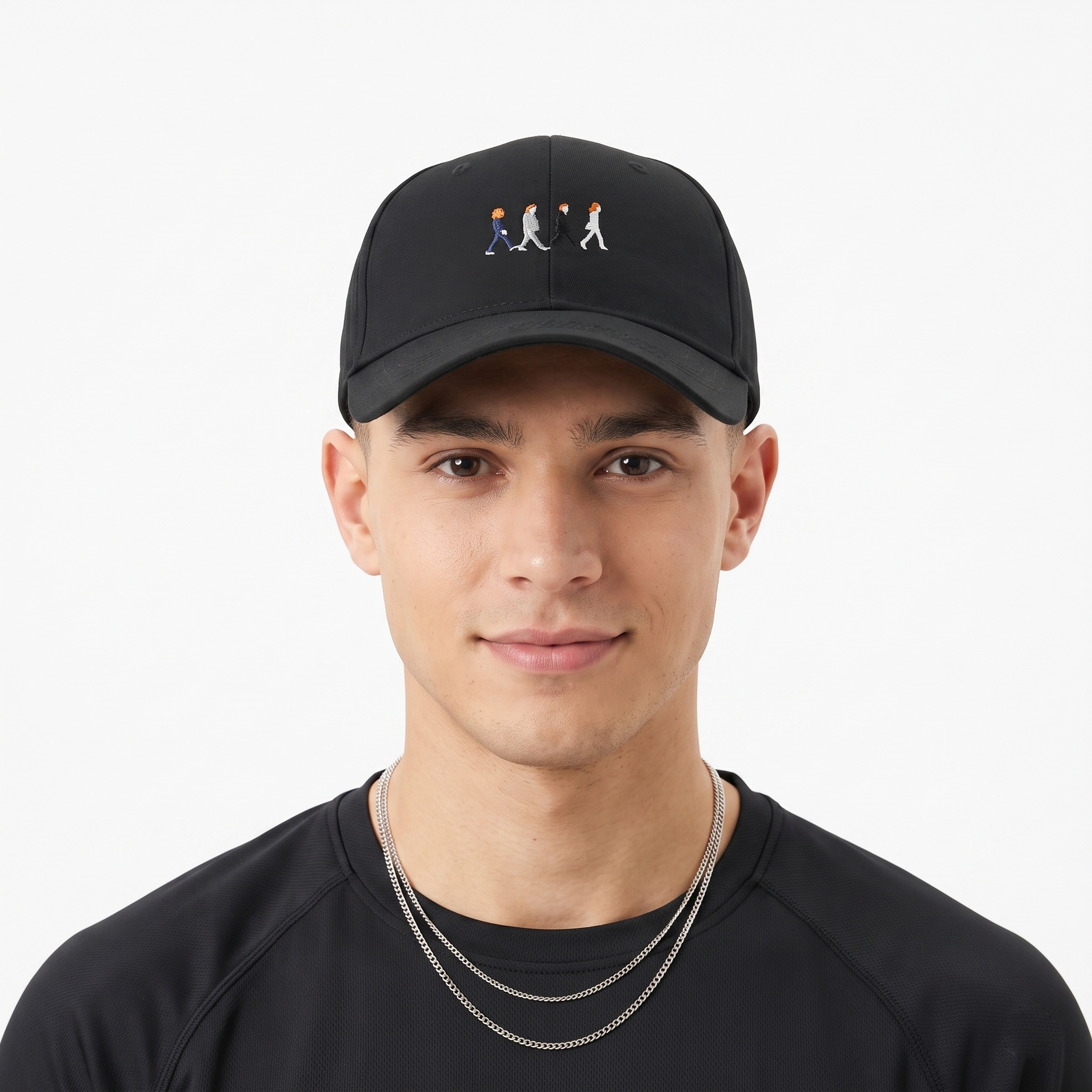 Retro Abbey Road Silhouette Baseball Cap - Black Embroidered Band Hat