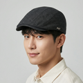 Crocodile Brand Textured Flat Cap - Charcoal Black Ivy Hat