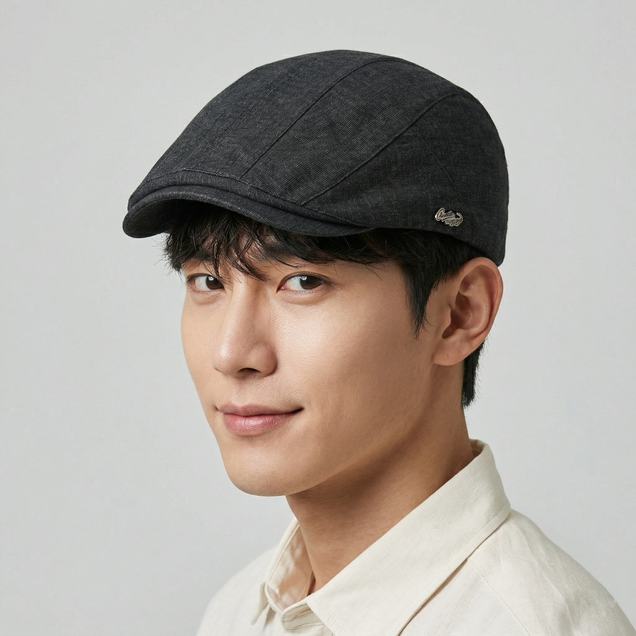 Crocodile Brand Textured Flat Cap - Charcoal Black Ivy Hat