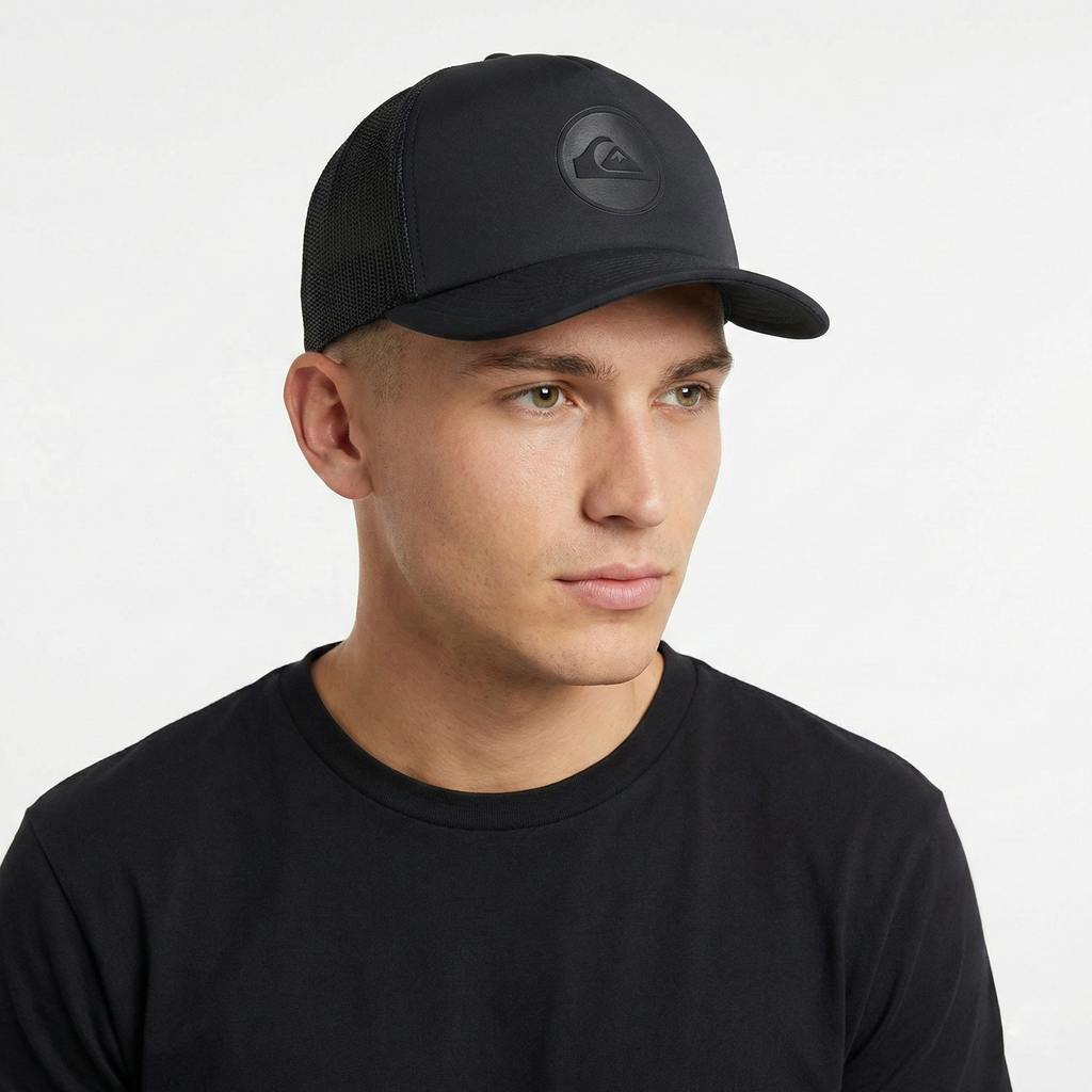 Retro Quiksilver Tonal Logo Snapback Thrifted - Black Foam Trucker Cap
