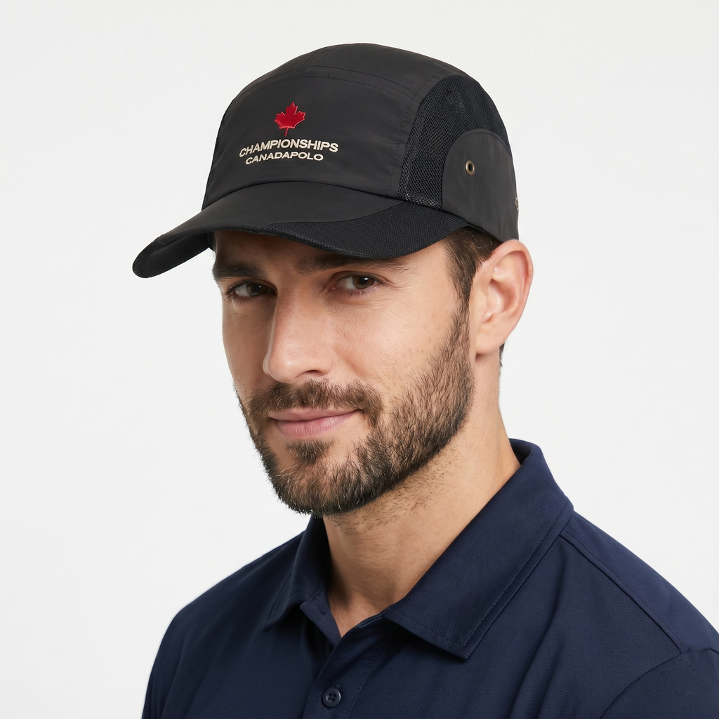 Championships CanadaPolo 5-Panel Mesh Runner Cap – Black & Red