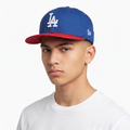 Thrifted New Era LA Dodgers Two-Tone Snapback Cap | Blue Red Flat Brim