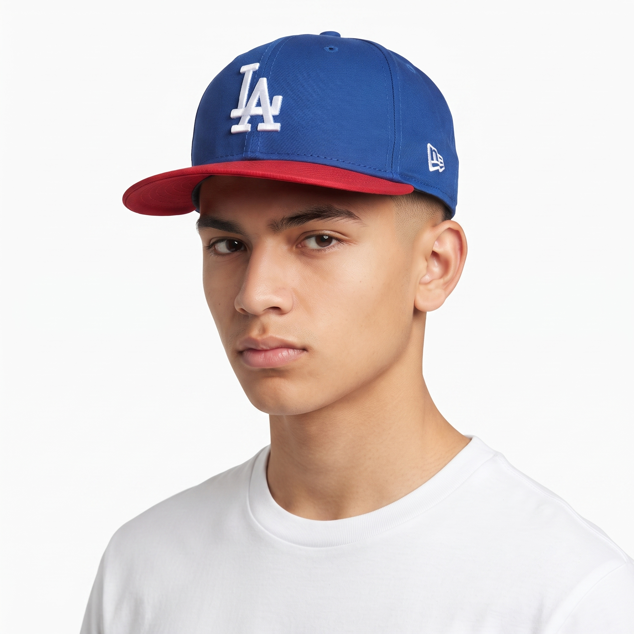 Thrifted New Era LA Dodgers Two-Tone Snapback Cap | Blue Red Flat Brim