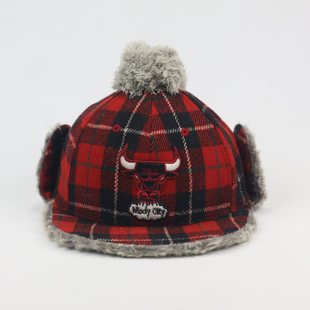 Vintage NBA Chicago Bulls Plaid Trapper Thrifted Hat - Windy City Edition