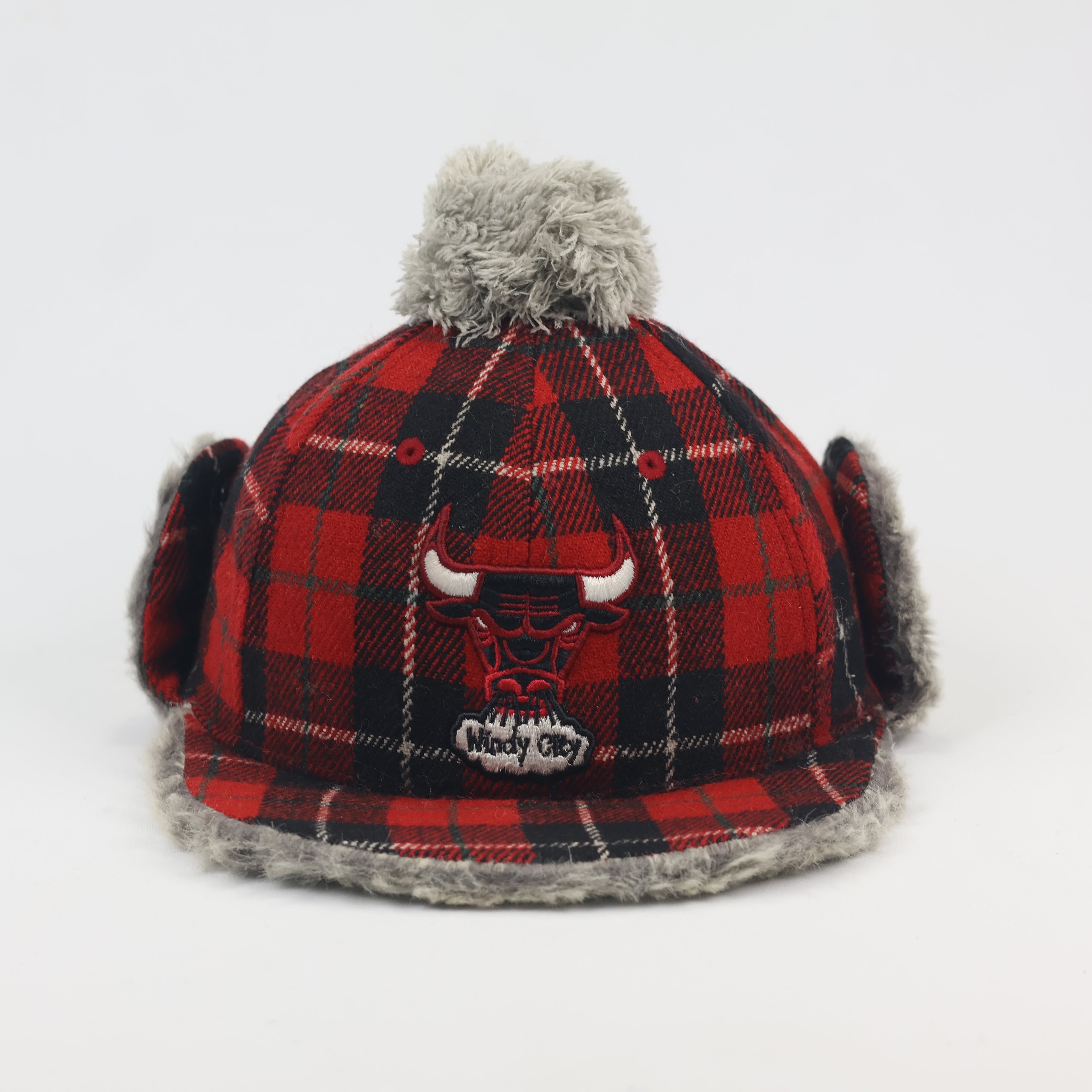 Vintage NBA Chicago Bulls Plaid Trapper Thrifted Hat - Windy City Edition