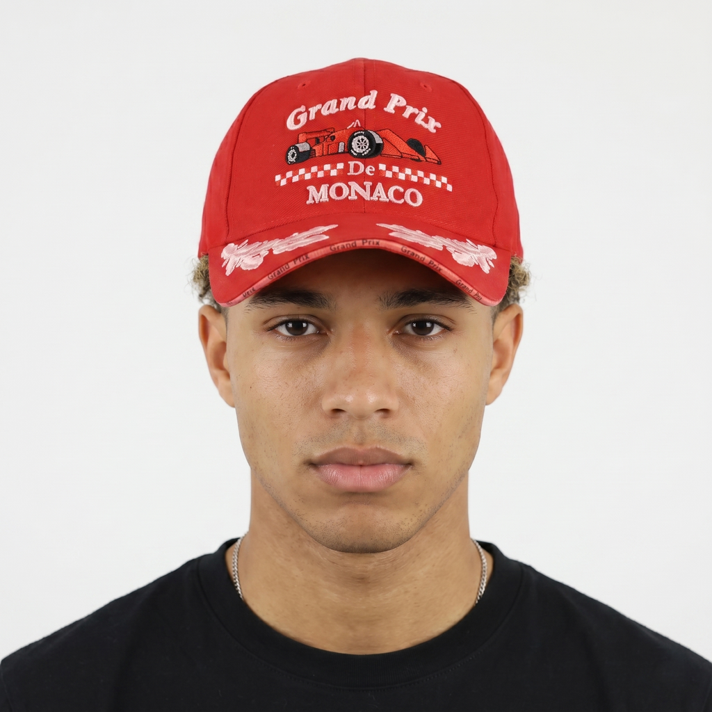 Retro Monaco Grand Prix Racing Cap | Thrifted Red Sport Hat 57-59cm