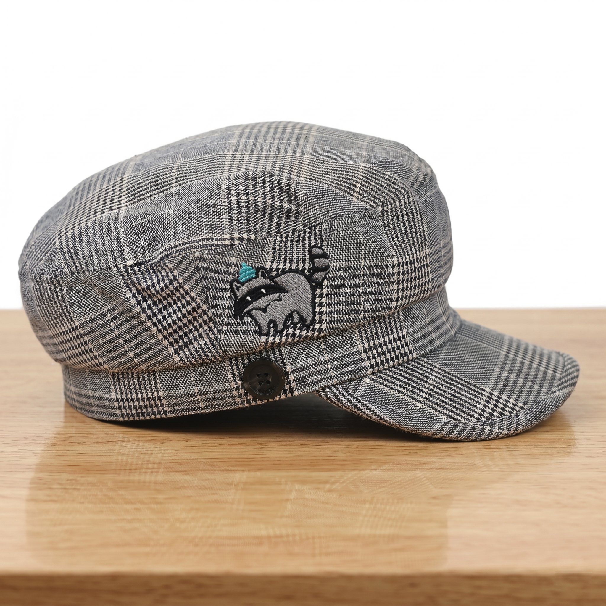 Grey Plaid Newsboy Hat