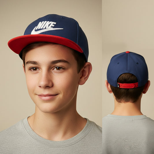 Vintage Nike Pro Dri-FIT Snapback Thrifted Hat - Navy Blue & Red Two-Tone Cap