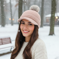 Women’s Soft Pink Rib-Knit Thrifted Beanie – Cozy Cuffed Winter Hat