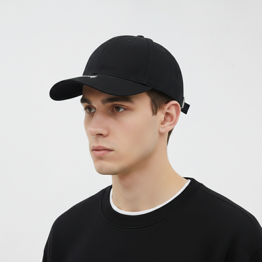 Minimalist Black "Thanks" Embroidered Baseball Cap - Adjustable