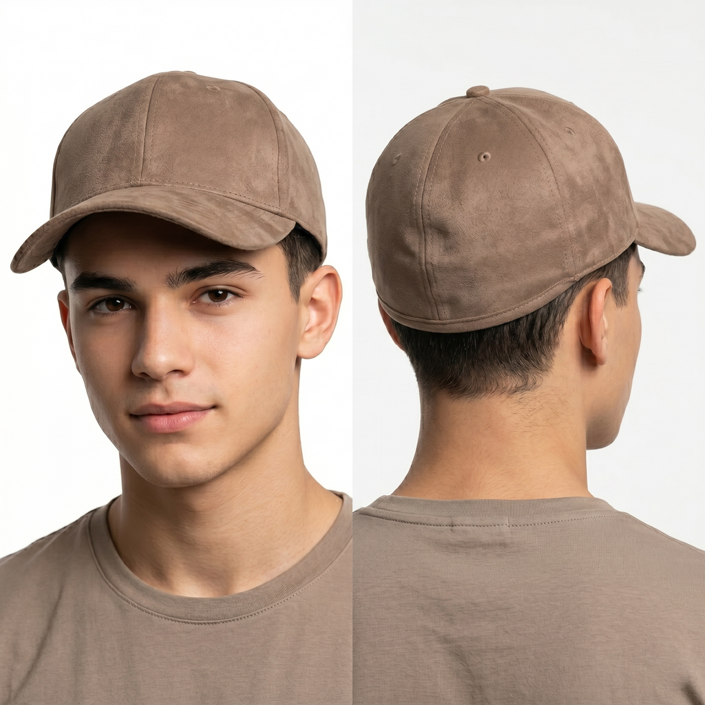 H&M Neutral Earth Tone Faux Suede Fitted Thrifted Hat