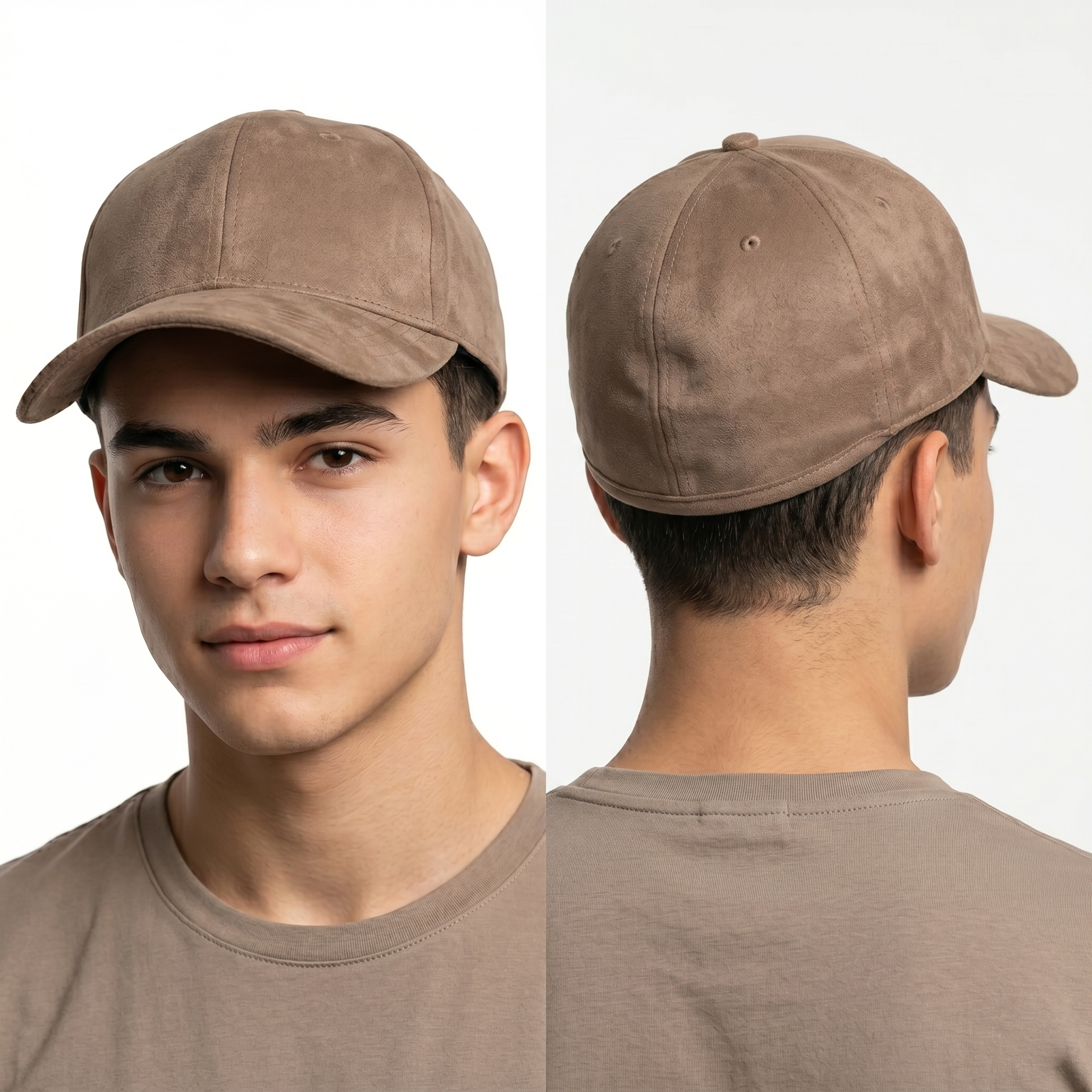 H&M Neutral Earth Tone Faux Suede Fitted Thrifted Hat