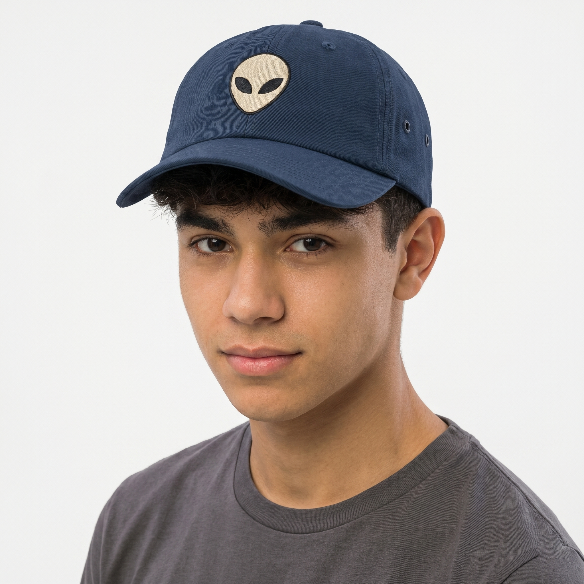 Brandy Melville Navy Blue Alien Embroidered Dad Thrifted Hat